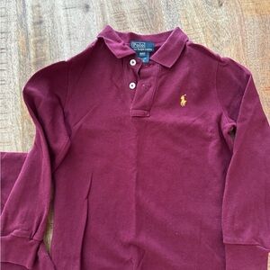 Polo by Ralph Lauren Kids Burgundy long Sleeve Polo Shirt 4 4T euc